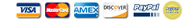 We accept American Express, Discover, Mastercard, Visa, and Paypal.